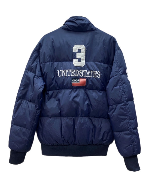 ラルフローレン RalphLauren DOWN JACKET ダウン ジャケット CUSTOM FIT ビックポニー ジップアップ 刺繍 アウター 紺 ジャケット ロゴ ネイビー Mサイズ 104MT-2142