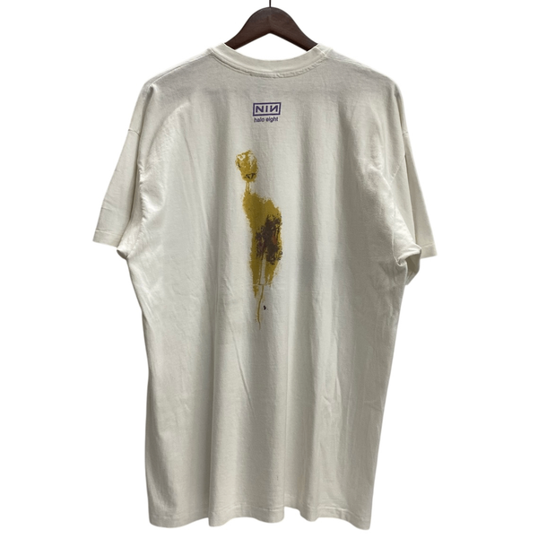 【曜日割引対象外】 ヴィンテージ vintage 90's NINE INCH NAILS "The Downward Spiral halo eight " Hanes USA製 Tシャツ ホワイト XLサイズ 201MT-4491 VB