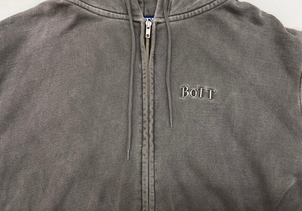 ボット BoTT Pigment Dyed Zip Hoodie ジップアップ フーディー 刺繍 ワンポイント スミクロ 灰色 241BoTT16 パーカ ロゴ グレー XLサイズ 104MT-744