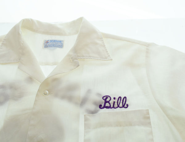 ヒルトン HILTON 70's  Bowling Shirt ボーリング シャツ 70s 70年代 MADE IN USA アメリカ製  半袖シャツ ホワイト Lサイズ 103MT-2692