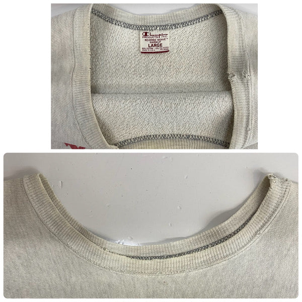 【曜日割引対象外】 チャンピオン Champion 70's 初期単色タグ USA製  リバースウィーブ 三段プリント スウェット グレー Lサイズ 201MT-4285 VB