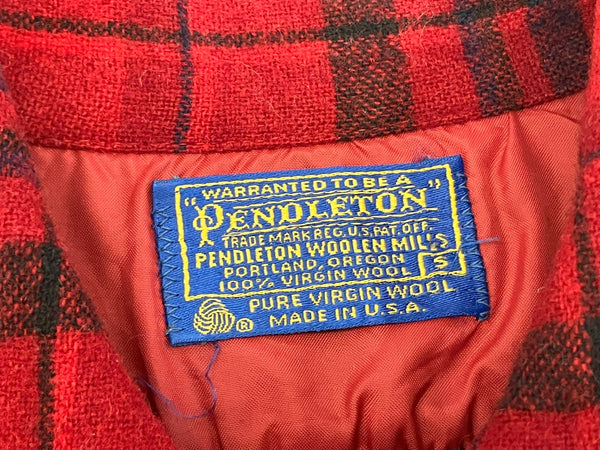 ペンドルトン PENDLETON  70's 70年代 オープンカラー ボードシャツ ウールシャツ 開襟 チェック vintage ヴィンテージ アメリカ製 MADE IN USA 長袖シャツ レッド Sサイズ 101MT-4191