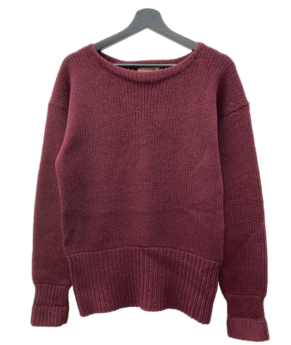 ヴィンテージ vintage 40s 40年代 Rugby KNITTING MILLS Wool Sweater ニット ロングリブ えんじ バーガンディ セーター 無地 ワインレッド 104MT-1872