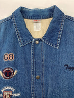 ヴィンテージ vintage Disney ディズニー STADIUM JACKET スタジアム ジャケット スタジャン ティガー デニム ボタン アウター インディゴ 青 ジャケット キャラクター ブルー Lサイズ 104MT-1797