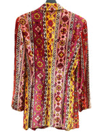 エミリオプッチ EMILIO PUCCI FIRENZE テーラード TAILORED コート ライトアウター ベロア VISCOSE ビスコース レトロ イタリア製 PINK ピンク系 ジャケット 総柄 マルチカラー SIZE42 104LT-224