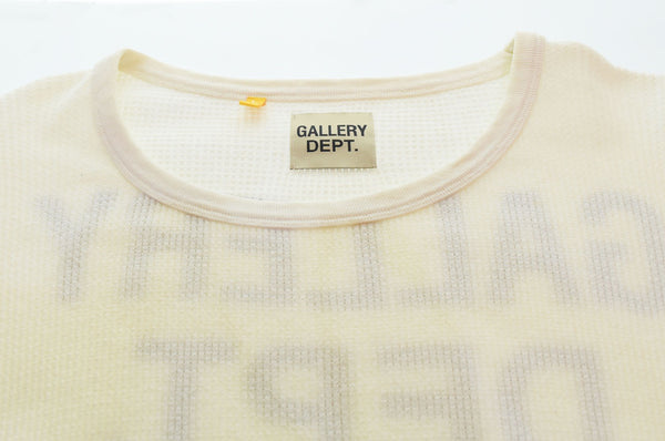 ギャラリーデプト GALLERY DEPT 長袖 Tシャツ GALLERY DEPT THERMAL メンズ ロゴT サーマル カットソー ロンT クルーネック ロンT ホワイト Lサイズ 103MT-2669