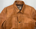 ワイツーレザー Y'2LEATHER PERSIMMON TANNIN DYED HORSE WWII Type JACKET 柿渋 ホース Gジャン 1st 大戦モデル 月桂樹 4つボタン サイズ36 ジャケット 無地 ブラウン 104MT-1464