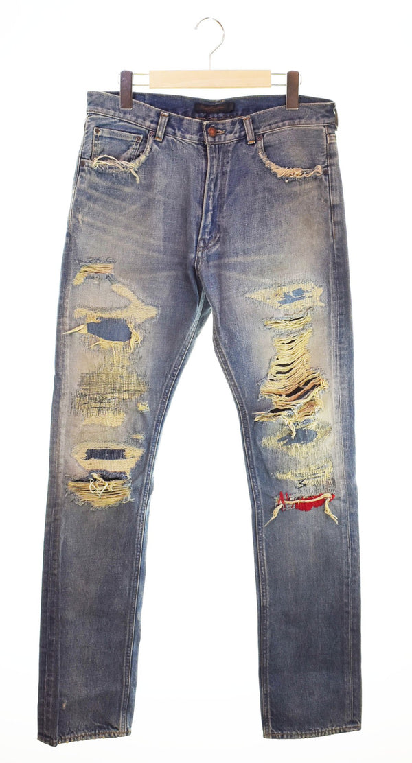 アンダーカバー UNDER COVER UNDERCOVERISM 04AW But Beautiful期 68デニム パンツ ジーンズ ダメージ加工 アーカイブ アンダーカバー B264-P12 デニム ブルー Lサイズ 103MB-473