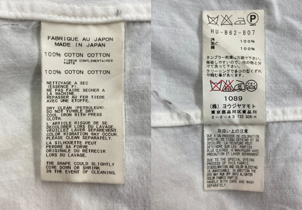ヨウジヤマモト Yohji Yamamoto POUR HOMME PATCHWORK S/S SHIRT パッチワーク 半袖シャツ ボタン 白 紺 HU-B62-807 サイズ 2 半袖シャツ ロゴ ホワイト 104MT-1641