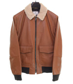 コーチ COACH レザー フライト ジャケット LEATHER FLIGHT JACKET 襟ボア やぎ革  S ジャケット ブラウン 103MT-3449