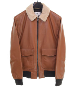 コーチ COACH レザー フライト ジャケット LEATHER FLIGHT JACKET 襟ボア やぎ革  S ジャケット ブラウン 103MT-3449