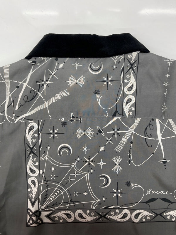 サカイ sacai 20SS × Dr Woo ドクター ウー Bandana Print Shirt バンダナ アロハ プリント シャツ 開襟 半袖 灰 20-02337M サイズ 3 半袖シャツ 総柄 グレー 104MT-1708
