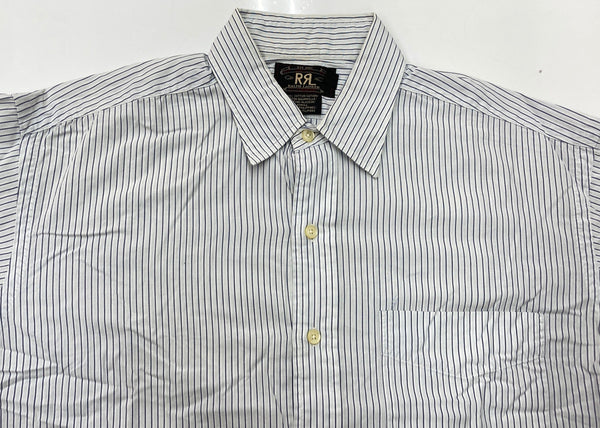 ダブルアールエル RRL 90s 90年代 三ツ星タグ STRIPE SHIRT 片ポケ ポケット  長袖シャツ ストライプ ホワイト 104MT-2062
