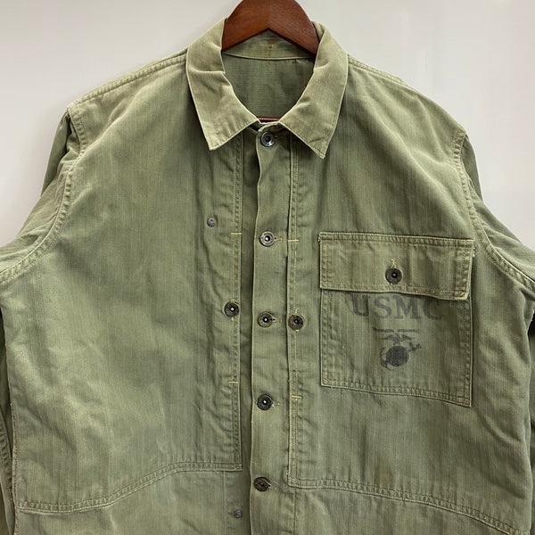 【曜日割引対象外】 ヴィンテージ vintage 40's USMC P-44 HBT ユーティリティジャケット ヘリンボーン ステンシル ジャケット カーキ 201MT-4748 VB