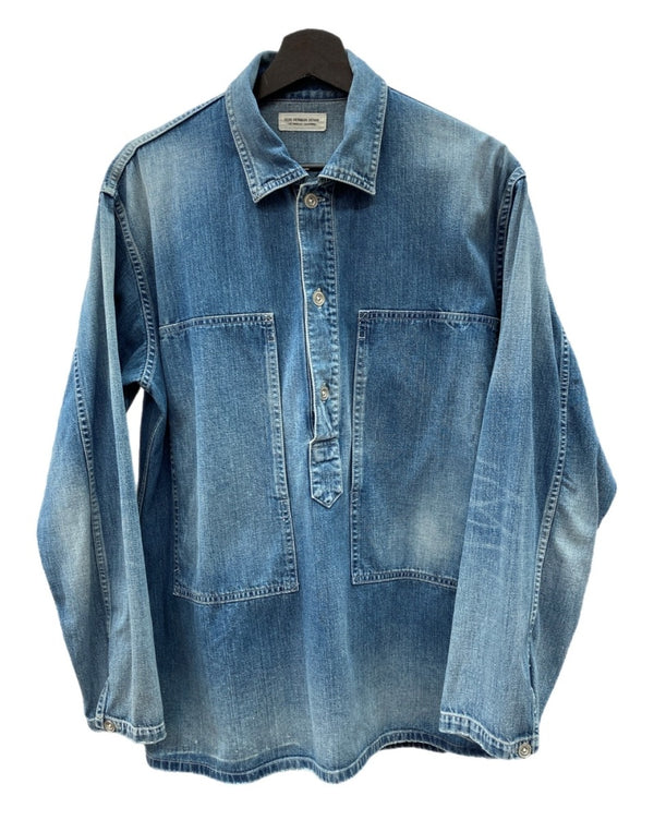 ロンハーマン Ron Herman 23SS One Wash Pullover Shirt ワンウォッシュ プルオーバー シャツ デニム 青 3720700049 長袖シャツ 無地 ブルー Mサイズ 104MT-2318