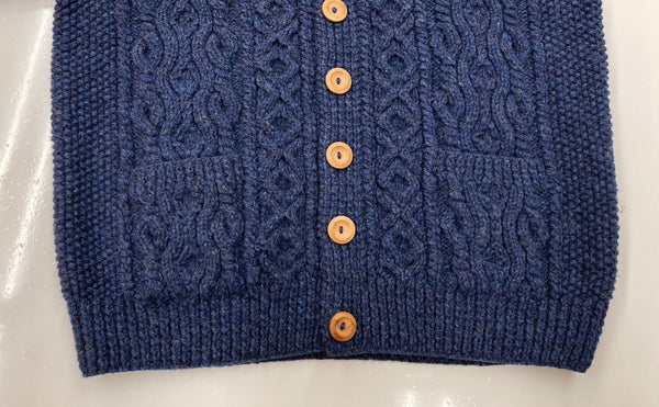 インバーアラン INVERALLAN 3A Lumber Cardigan ランバーカーディガン ケーブルニット ハンドニット 紺 セーター 無地 ネイビー 104MT-2184