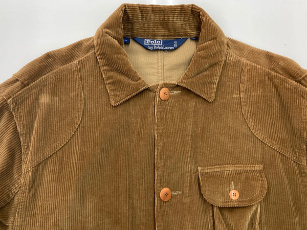 ラルフローレン Ralph Lauren 90s 90年代 ハンティングジャケット カバーオール コーデュロイ 太畝 茶色  ジャケット 無地 ブラウン Mサイズ 104MT-1984