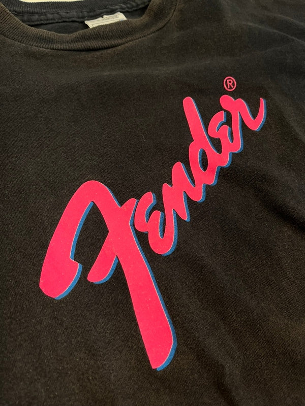 US US古着 ヴィンテージ Vintage Fender フェンダー ロゴTシャツ 袖シングル 黒 XL Tシャツ ブラック LLサイズ 101MT-4421