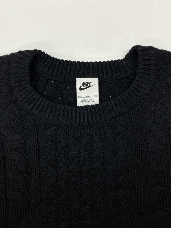 ナイキ NIKE CABLE KNIT SWEATER L/S ケーブル ニット セーター スウッシュ 黒 DQ5177-010 セーター ロゴ ブラック 2XLサイズ 104MT-604