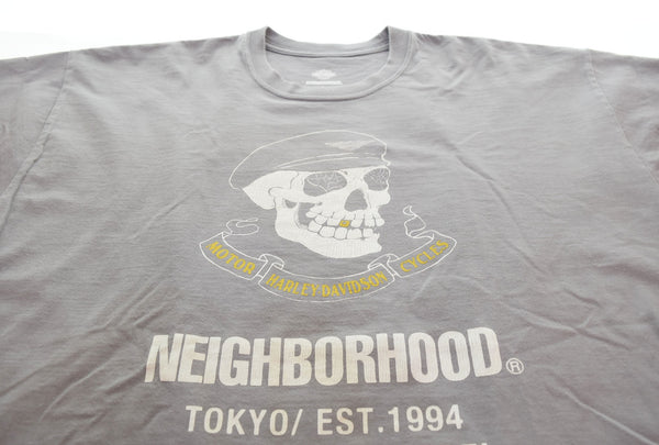 ネイバーフッド NEIGHBORHOOD NEIGHBORHOOD × HARLEY DAVIDSON ハーレーダビッドソン コラボ 22AW スカル Tシャツ グレー Lサイズ 103MT-2744
