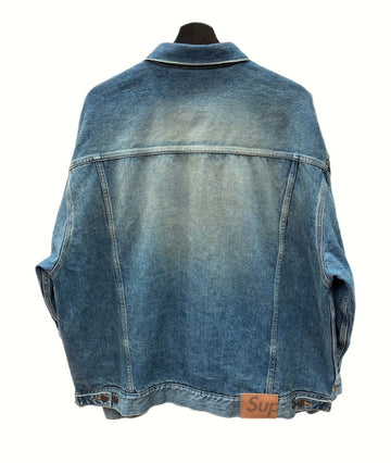 シュプリーム SUPREME 24AW DISTRESSED SELVEDGE TRUCKER JACKET ディストレス セルビッジ トラッカー ジャケット Gジャン 青 ジャケット ロゴ ブルー XLサイズ 104MT-1006