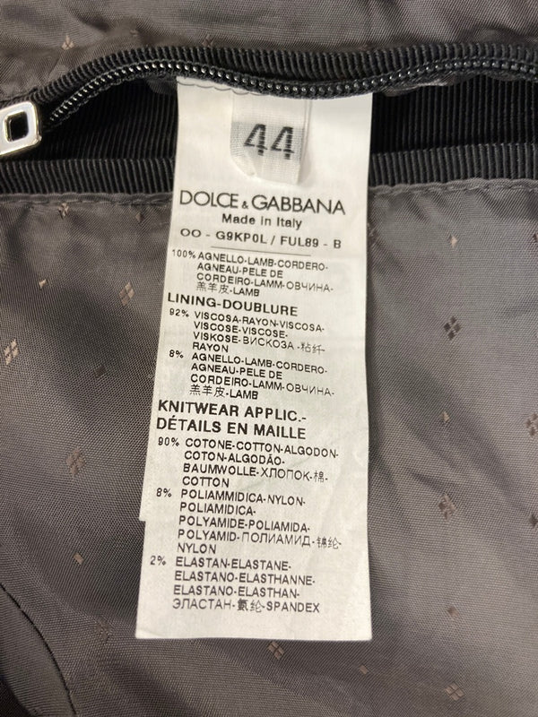 ドルチェ&ガッバーナ Dolce&Gabbana イタリア製 羊革 ラムレザージャケット フーディ 黒 BLK G9HV4L FUL8G サイズ44 ジャケット ブラック 101MT-3664