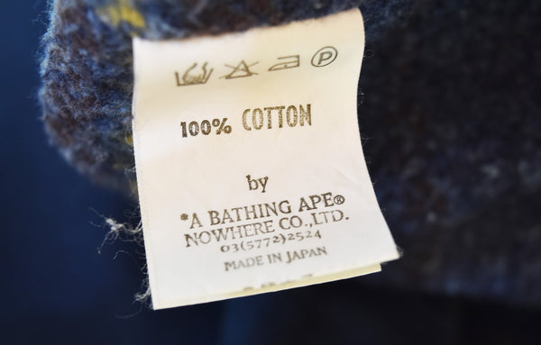 アベイシングエイプ A BATHING APE  00s 襟コーデュロイ ブランケットカバーオール ジャケット ネイビー Lサイズ 103MT-3516