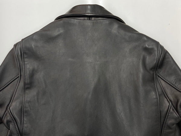 ステューシー STUSSY Schott ショット コラボ ダブル ライダース レザー 革ジャン カウレザー 牛革 USA製 黒 7516 サイズ 38 ジャケット 無地 ブラック 104MT-2076