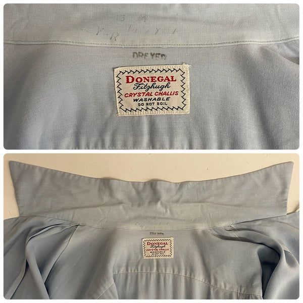 【曜日割引対象外】 ヴィンテージ vintage 50's~ DONEGAL レーヨン オープンカラー 長袖シャツ ブルー 201MT-4611 VB