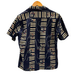 スターオブハリウッド STAR OF HOLLYWOOD TOYO ENTERPRISE 東洋エンタープライズ PIANO オープンシャツ ピアノ柄 アロハシャツ 開襟 オープンカラー ボックス SH36597 半袖シャツ ネイビー Sサイズ 101MT-5368