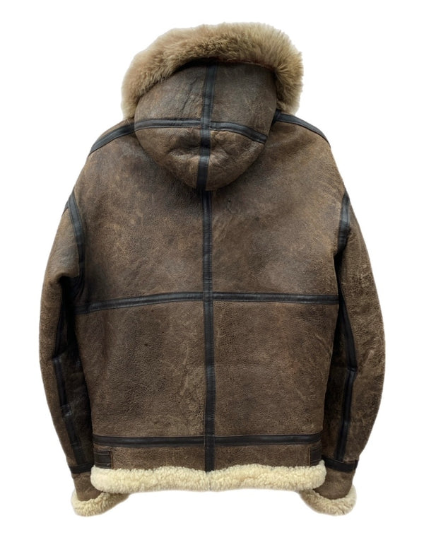 アビレックス AVIREX B-3 MOUTON FLIGHT JACKET ムートン フライト ジャケット フーディ ボア ジップアップ 軍物 アウター 茶 33H5595 サイズ 36 ジャケット 無地 ブラウン 104MT-1712