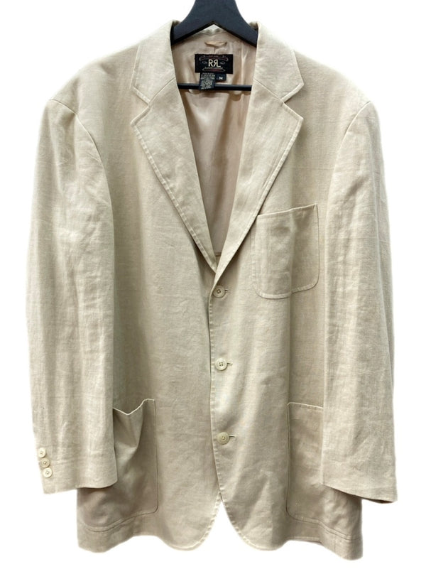 ダブルアールエル RRL 90s 90年代 三ツ星タグ JACKET テーラード フロントボタン ヴィンテージ VINTAGE ラルフローレン RALPH LAUREN LINEN リネン 麻 USA製 BEIGE ジャケット ベージュ Mサイズ 104MT-2043