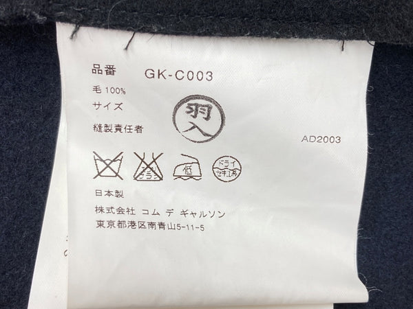 コムデギャルソン COMME des GARCONS 2003年製 オープンフロント オーバーサイズ ビッグシルエット ウール デザインコート 日本製 ユニセックス BLACK 黒 NAVY 紺 GK-C003 コート アシンメトリー ブラック 104LT-175