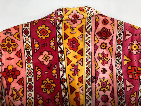 エミリオプッチ EMILIO PUCCI FIRENZE テーラード TAILORED コート ライトアウター ベロア VISCOSE ビスコース レトロ イタリア製 PINK ピンク系 ジャケット 総柄 マルチカラー SIZE42 104LT-224
