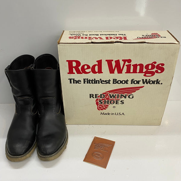 【曜日割引対象外】 レッドウィング RED WING 90's 97年製 茶芯 7E 箱付き 8169 メンズ靴 ブーツ ペコスタイプ ブラック 25.5cmサイズ 201-shoes1556 VB