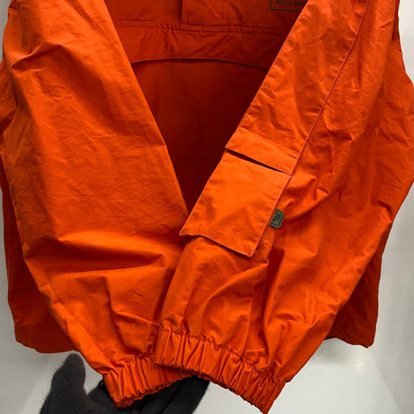 【曜日割引対象外】 ラルフローレン RALPH LAUREN 90's POLO SPORT コットン ナイロン アノラック プルオーバー パーカー ジャケット オレンジ Lサイズ 201MT-4870 VB