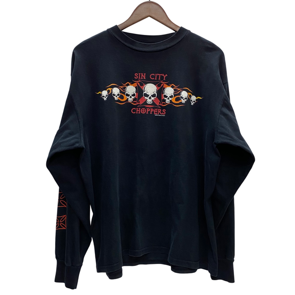 【曜日割引対象外】 ファッションビクティム Fashion Victim 00's SIN CITY CHOPPERS 長袖カットソー シルバー Lサイズ 201MT-4039 VB