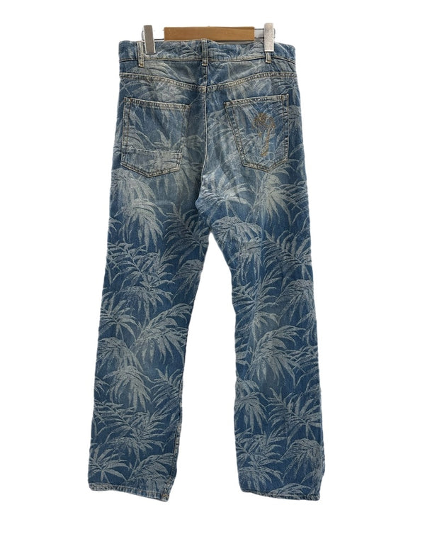 パームエンジェルス PALM ANGELS CLENEGA ツリープリントジーンズ ヤシの木 総柄 刺繍 デニム ブルー サイズ32 101MB-708