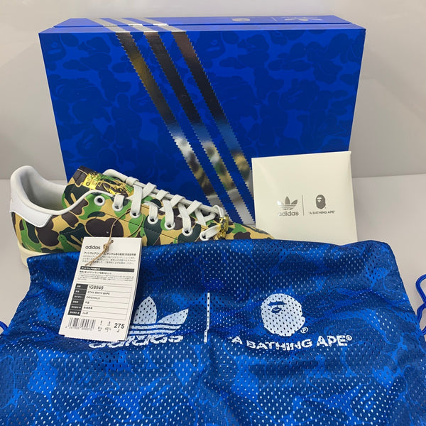 アディダス adidas A BATHING APE Originals Stan Smith IG8949 メンズ靴 スニーカー グリーン 26.5cmサイズ 201-shoes1484
