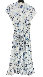 ラルフローレン RalphLauren ポロ POLO 現行タグ フローラル ラッフルトリム ラップ ミディ ドレス ラップワンピース 巻きワンピース ラップシルエット ラッフルトリム 花柄 フリル リボン WHITE 白 ワンピース 花・植物 ホワイト SIZE2 104LT-190