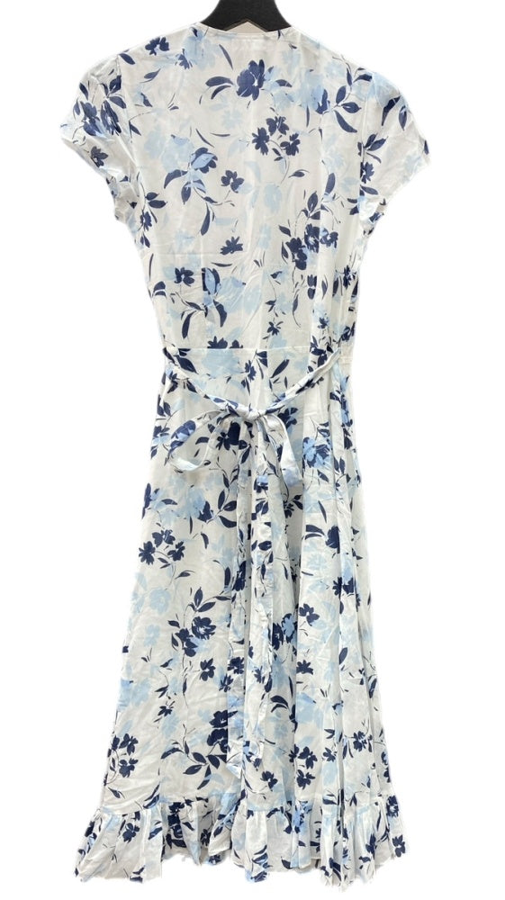 ラルフローレン RalphLauren ポロ POLO 現行タグ フローラル ラッフルトリム ラップ ミディ ドレス ラップワンピース 巻きワンピース ラップシルエット ラッフルトリム 花柄 フリル リボン WHITE 白 ワンピース 花・植物 ホワイト SIZE2 104LT-190