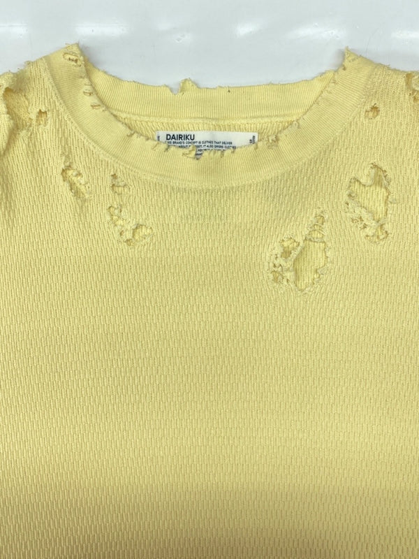 ダイリク DAIRIKU 21ss Thrift Thermal Tee サーマル Tシャツ ダメージ加工 オーバーサイズ ロンT 長袖 黄 21SS C-6 ロンT 無地 イエロー Lサイズ 104MT-1890