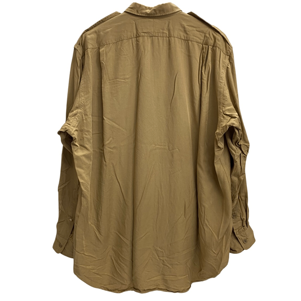 【曜日割引対象外】 ラルフローレン RALPH LAUREN レーヨン サファリシャツ エポレット 無地 長袖シャツ ベージュ Lサイズ 201MT-4363 VB