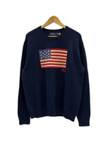 ラルフローレン RalphLauren POLO RALPH LAUREN コットンニット セーター 星条旗 紺 セーター ネイビー Mサイズ 101MT-5306