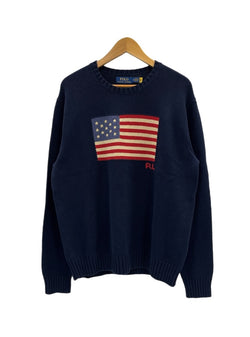 ラルフローレン RalphLauren POLO RALPH LAUREN コットンニット セーター 星条旗 紺 セーター ネイビー Mサイズ 101MT-5306