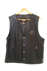 ハーレーダビッドソン  HARLEY DAVIDSON Skull Leather Vest  レザーベスト 黒 98132-08VM ベスト ブラック LLサイズ 103MT-1087