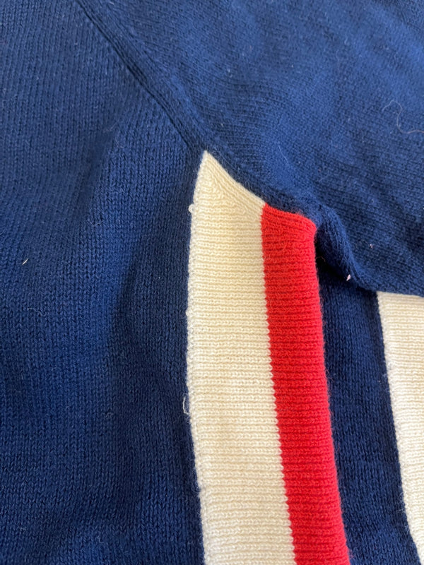 ヒステリックグラマー HYSTERIC GLAMOUR HYSTERIC ヒステリック 半袖ニットカットソー ロゴ ライン 紺 赤 半袖カットソー ネイビー フリーサイズ 101LT-255