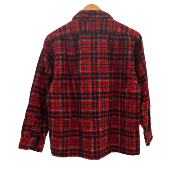 ペンドルトン PENDLETON 70's 70年代 ウール チェックシャツ ボードシャツ  ネルシャツ 開襟 オープンカラー ボックス vintage ヴィンテージ MADE IN USA アメリカ製  長袖シャツ レッド Lサイズ 101MT-5359
