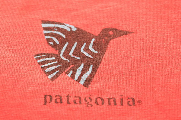 パタゴニア PATAGONIA 90s USA製 鳥 胸ロゴ プリント半袖Tシャツ  Tシャツ ピンク LLサイズ 103MT-1896