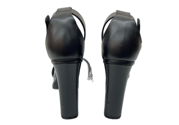 アレキサンダー・マックイーン Alexander McQueen スパイクソール サンダル ハイヒール ブロックハイヒール スタッズ オープントゥ カーフレザー イタリア製 BLACK 黒 18176123 レディース靴 サンダル ストラップ ブラック SIZE39 104S-992